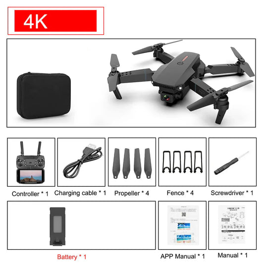 E88 Pro Foldable Quadcopter Drone - WIFI FPV, HD 4K Camera, Altitude Hold - Thingmonkey
